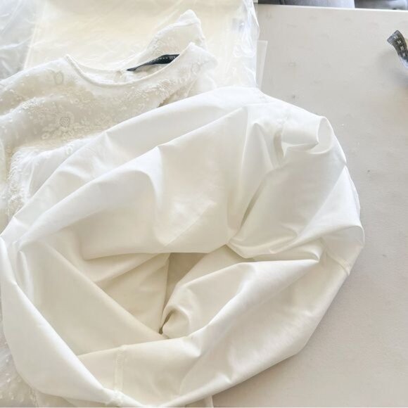 ZARA PLUMETIS DRESS WITH EMBROIDERED FLOWERS ROMANTIC SHORT MINI BOHO Swiss Dot - Picture 8 of 8